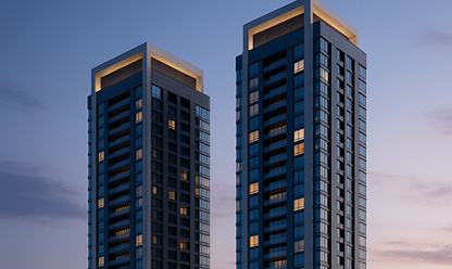 Modern high-rise buildings